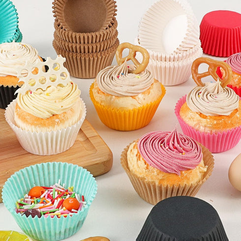 Caperci 200 Counts Natural Cupcake Liners for Baking, Greaseproof Muffin Baking Cups