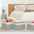 Kntiwiwo Large Linen Closet Organizer Bins, Set of 3, Decorative Storage Baskets for Home, 15" x 10" x 9.5", Grey