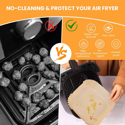Air Fryer Paper Liners, 100 Pieces Non-Stick Disposable Baking Paper for Air Fryer, Food Grade Parchment