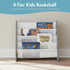4-Tier Humble Crew Kids Bookshelf, Grey Wood/White - Premium Book Shelf for Kids Rooms with Four Deep Pockets - Toddler