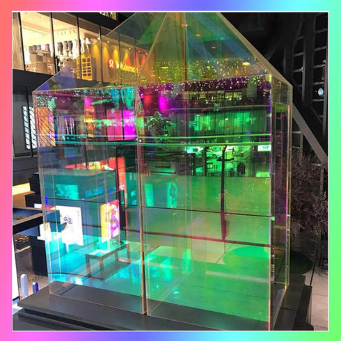 Holographic Decorative Iridescent Window Film - Adhesive Glass Film with Rainbow Effect for DIY Decoration, 17.7"x10'
