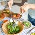 Large Stainless Steel Serving Utensils Set, 6 Pcs with 10" Serving Spoon, Slotted Spoons, Serving Forks, Dishwasher Safe