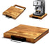 Natural Acacia Sliding Tray for Coffee Machine, Kitchen Appliance Slider Moving Caddy, Air Fryer Rolling Tray