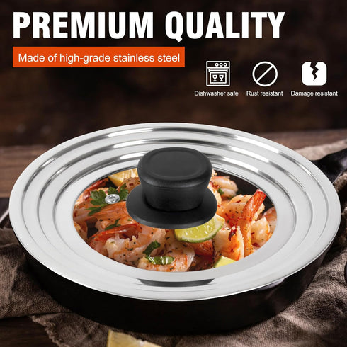 Universal Lid for Pots and Pans, Stainless Steel Pan Cover Fits 6-7-8 Inch Cookware