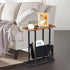 SUPER DEAL Side Table with Magazine Holder Sling, Narrow End Table Slim Nightstand Wood Look Accent Table with Metal