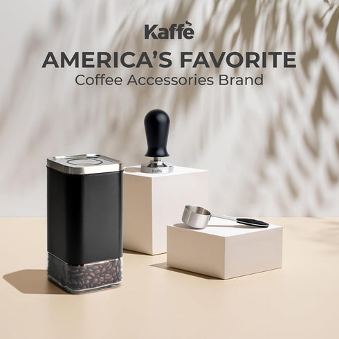 Kaffe Glass Coffee Canister (12oz) with Airtight Lid - BPA Free Glass & Stainless Steel Kitchen Storage Container