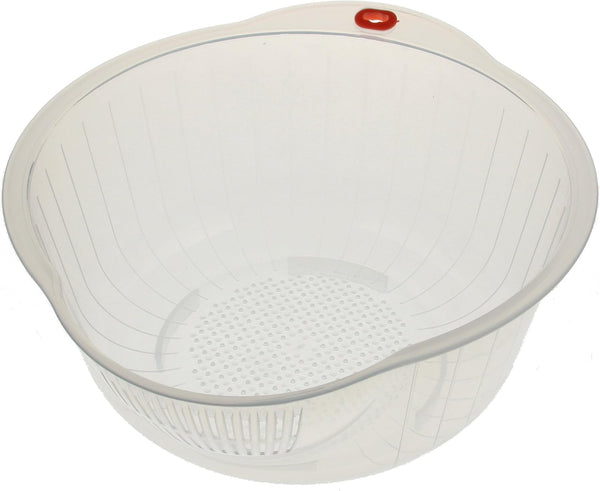 Kotobuki Japanese Rice Washer with Dual Drain, Clear