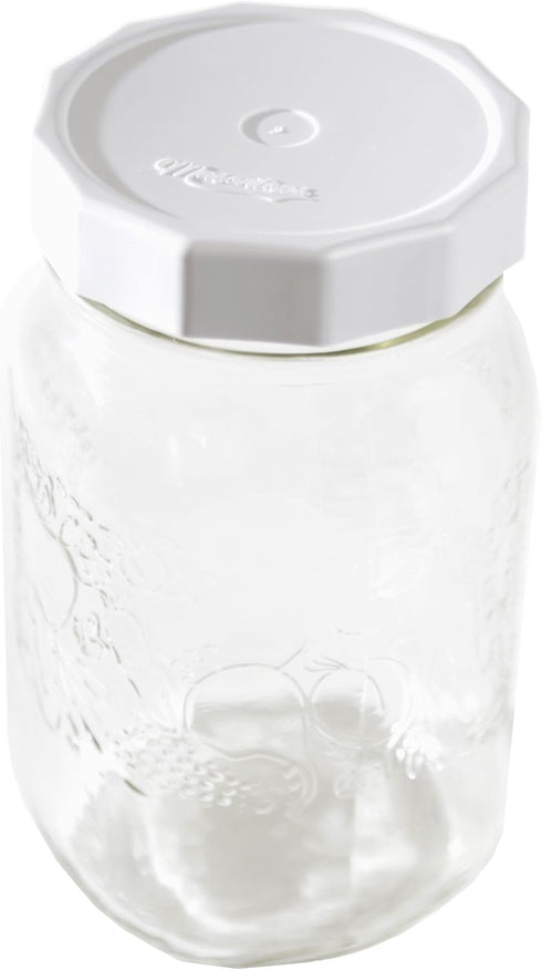 Masontops Tough Tops, Ball Wide Mouth Mason Jar Lids, BPA-Free White Plastic Leakproof