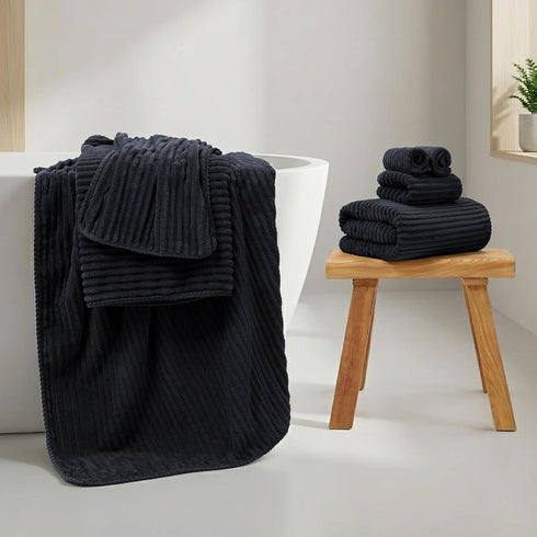 Set 8 8 2 2 2 2 REDKISS Black Bath Towels Piece - Microfiber Bathroom Towels of Large, Highly Absorbent Bath Towel