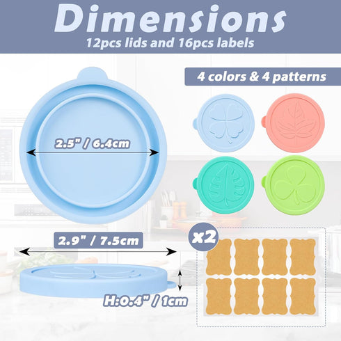 12 Pack 4.9 oz 5oz La Fermiere Yogurt Jar Lids, Silicone Yogurt Jar Lids for La Fermiere, Colorful Cover for Oui Yogurt