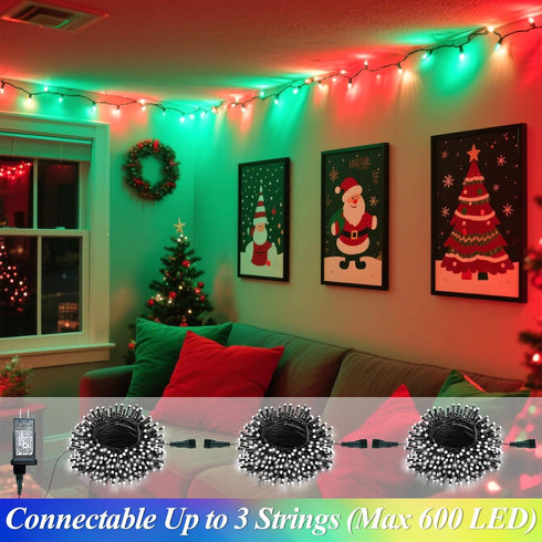 200 35 66FT 4th LED Christmas Lights Color Changing, Colors of July String Lights with Remote Timer, Connectable