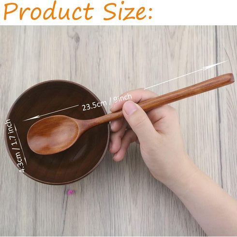 Wooden Spoons, 6 Pieces 9 Inch Wood Soup Spoons for Eating, Mixing, Stirring, Eco-Friendly Kitchen Utensil