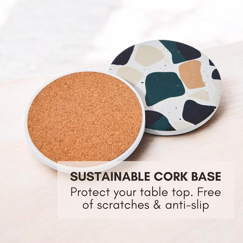 Set 6, Terrazzo Coasters of Ceramic Absorbent Drink Coasters, Cute Moisture Absorbing Coaster, Coffee Table Desk Decor