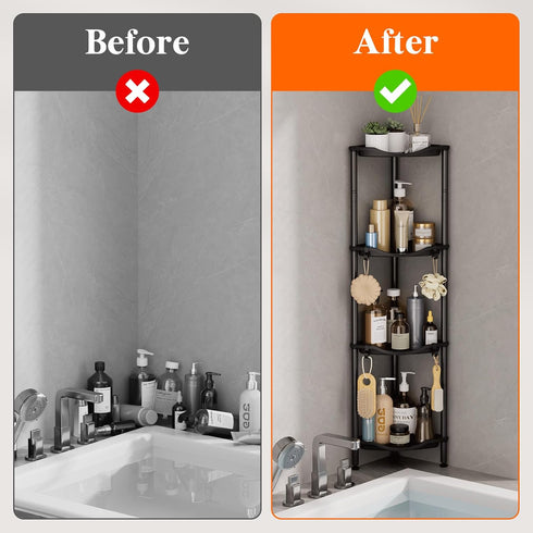 4 34 24 107 cm/13 9.5 42 inch Lifewit Floor Standing Shower Caddy Corner, Tier Plastic Shower Stand Rack