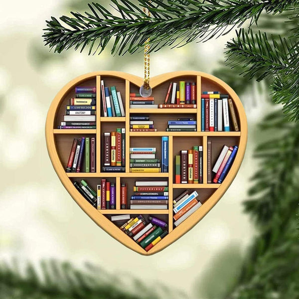 AyeBeau Book Lovers Ornaments Gifts, Bookshelf Heart Ornament Christmas for Tree 2025, Bookstore
