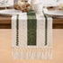 MLMW 40 inches Boho Table Runner Olive Green&Ivory Small Coffee Table Runner Rustic Macrame Woven Table Runners Short