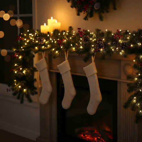 6hr QBIS Outdoor Christmas Lights - Fairy Lights Battery Operated with Small Warm White LEDs, Green Wire