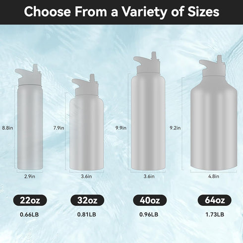 HASLE OUTFITTERS 40oz Stainless Steel Water Bottle, Vacuum Insulated Double Walled Leak Proof Sports Bottle with 2 Lids