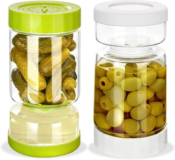 ZENS Pickle Jar with Strainer Flip, 37 oz Hourglass Pickle Juice Separator