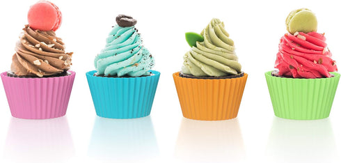 Bakerpan Silicone Mini Cupcake Holders, Mini Cupcake Liners, 24 Pack (Multi)