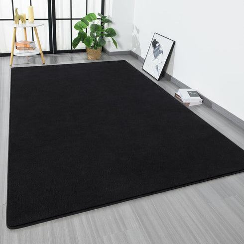 Keeko Soft Area Rugs for Bedroom Living Room, 2x3 Black Modern Low Pile Fluffy Small Rug Door Mat