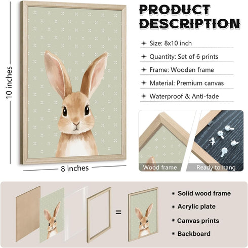 Tanmart 8x10x6 Inch Woodland Animal Nursery Wall Art Decor Baby Kids Canvas Poster Safari Animal Wall Decor Jungle