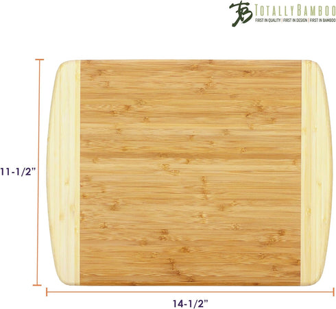 Totally Bamboo Kauai Bamboo Serving & Cutting Board, Natural Two Tone, 14" x 11.5"