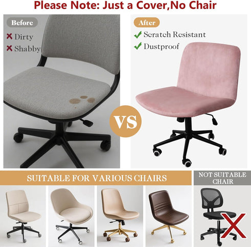 Armless NICEEC Criss Cross Chair Cover Office Dorm Desk Chair Covers Vanity Chair Covers Computer Mid Back Wide Seat