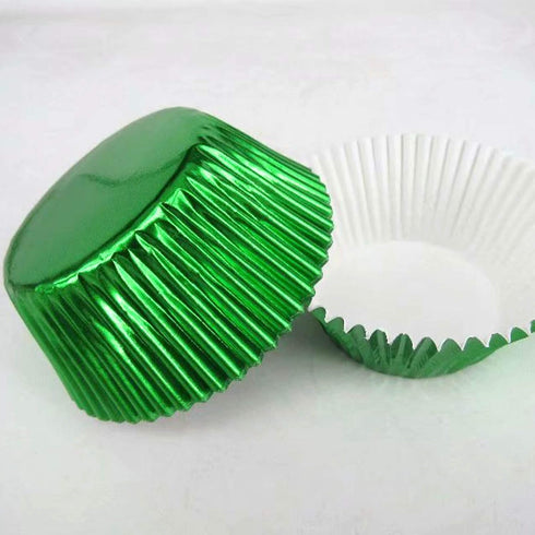 Green Foil Metallic Paper Muffin Cupcake Liners case Baking Cups 100 pcs,Standard Size 2x1.25inch by Lucky Star