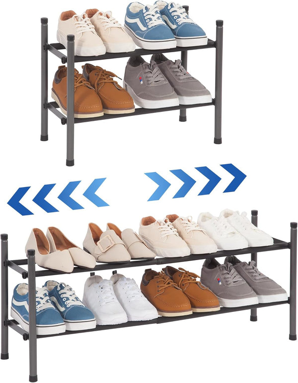STORAGE MANIAC Expandable Shoe Rack, 8 Pairs Stackable Small Shoe Rack, Metal