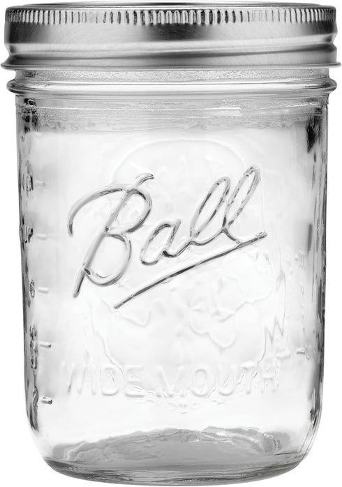 Ball Wide Mouth Glass Mason Jars with Lids and Bands, Pint Size 16 Ounce, Used for Canning, Pack of 3
