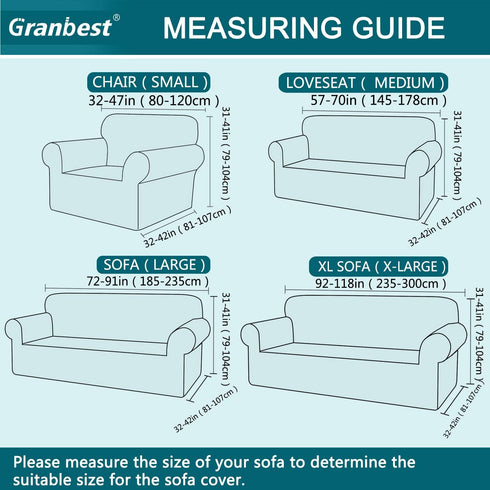 Granbest Premium High Stretch Water Repellent Sofa Cover Couch Slipcover Super Soft Fabric (Gray, Large)
