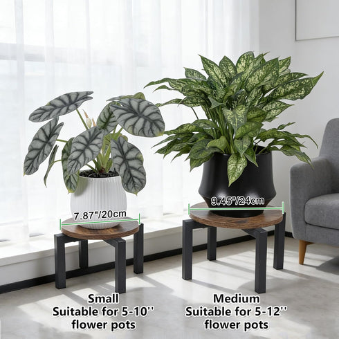5-10 Inch Vigordream Plant Stand Indoor, Heavy Duty Sturdy Metal Plant Holder, Wooden plant Stool, Single Plant Pot
