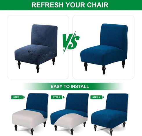 Armless Armless Blue,1PC) Accent Chair Cover Stretch Jacquard Accent Chair Covers Without Arms Washable Slipper Chair