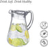 Amazing Abby Droply Plastic Pitcher (64 oz, 2 Quart), Clear Water Pitcher with Lid, BPA-Free