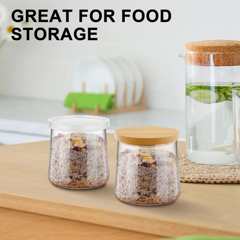 20 5 oz Tessco for you Pcs Bamboo Wooden Plastic Yogurt Jar Lids Compatible with Oui Yogurt Canning Wide Mouth Storage