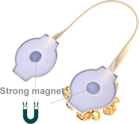 Cosmos Curtain Tieback Flower Clips Buckle Holder with Artificial Crystal and Stretchable Wire Rope (Golden Tone)