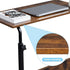 HomVent Brown-31.5" Wx15.7 Adjustable TV Tray Table Rolling Sofa Side Snack Table with Wheels Portable C-Shape Dinner