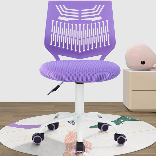 Kids Desk Chair, Armless Home Office Task Chair with Mesh Padded Cushion, Swivel Rolling Wheels for Children