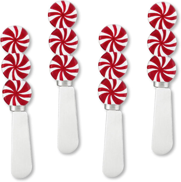 Supreme Housewares Peppermint Candy Cheese Spreaders, Hand-Painted Resin Handles with Stainless Steel