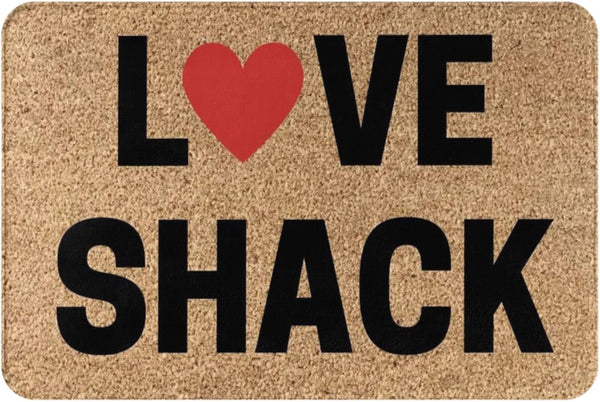 Welcome Mats for Front Door Outdoor Entry 17x30 Inch, Love Shack Valentine’s Day Doormat, Funny Non Slip Mat