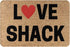 Welcome Mats for Front Door Outdoor Entry 17x30 Inch, Love Shack Valentine’s Day Doormat, Funny Non Slip Mat