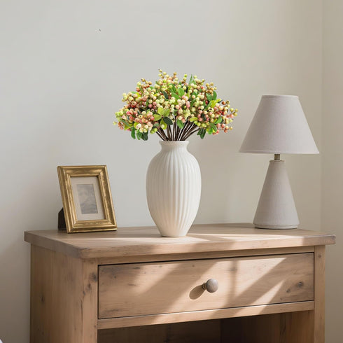 20 9.8 inch SHACOS Artificial Pink Berry Stems PCS Fake Berries Branches Spray with Green Leaves Small Berry Picks