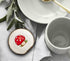 4 PCS Mushroom Coffee Spoon Rest, Ceramic Spoon Rests with Gold Rim for Coffee Bar Accessories, Mini Cooking Spoon