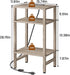 3 Asgolion Tier End Table with Storage and Fast Charging Station, Tall Narrow Nightstand with Type C and USB Port
