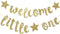 Welcome Little One Glitter Banner, Pre-strung Baby Shower Decor for Gender Reveal Party (Gold)