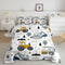 Feelyou Cartoon Car Kids Comforter Set Construction Bedding Set for Boys Toddler