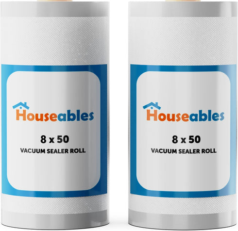 Houseables Vacuum Sealer Bags, Sous Vide Rolls, Large 8 Inch x 50 Ft, Airtight Vacuum Saver, Microwave Safe