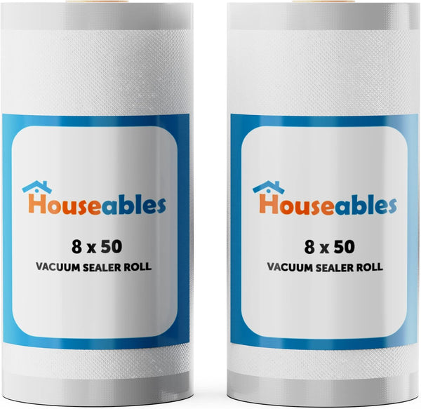 Houseables Vacuum Sealer Bags, Sous Vide Rolls, Large 8 Inch x 50 Ft, Airtight Vacuum Saver, Microwave Safe