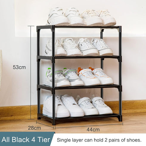 OLYREO Closet 4 Closet Stackable Small Shoe Rack for Tier, Sturdy Shoe Rack Organizer for Front Door Entrance